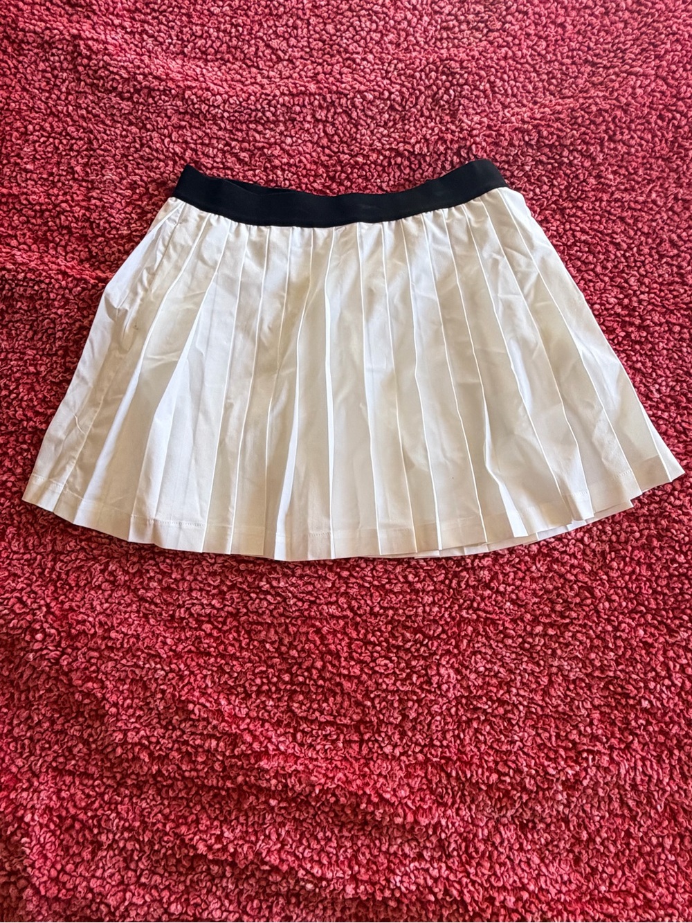 Slazenger White Pleated Skater Skirt with Black Waistband